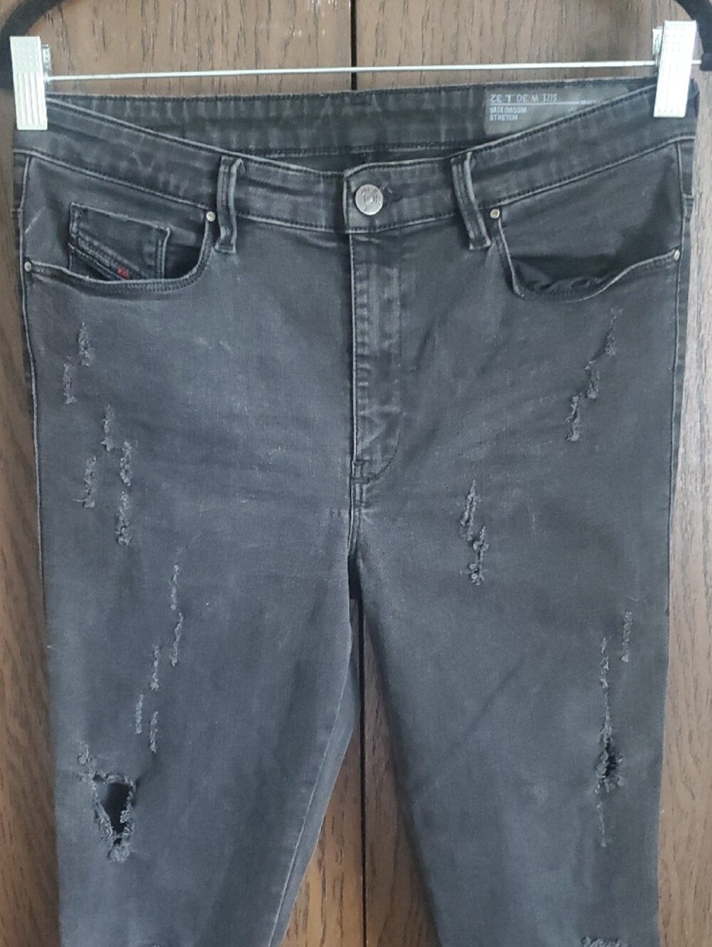 Diesel High-Waist Strechy Skinny Distressed Black Jeans